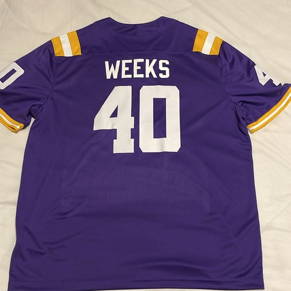Nike Purple LSU Jersey - Whit Weeks Number 40 - Picture 2 of 3